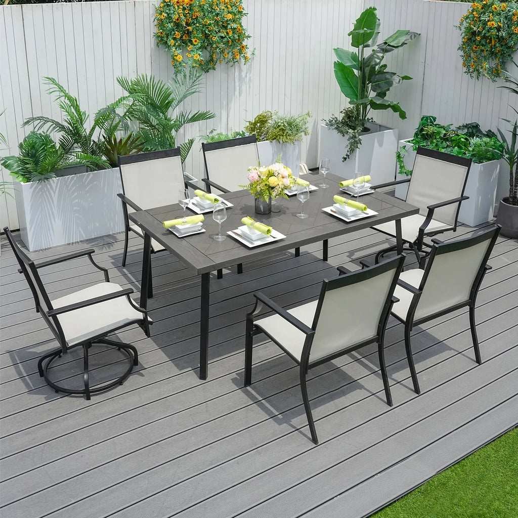 6-Piece Outdoor Dining Set with 2 Swivel Chairs (PAD-2465-DG) - Direct Wicker