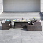 6-Piece Outdoor Fire Pit Sofa Set with Storage (PAS-1503+1106R) - Direct Wicker