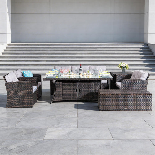 6-Piece Outdoor Fire Pit Sofa Set with Storage (PAS-1503+1106R) - Direct Wicker