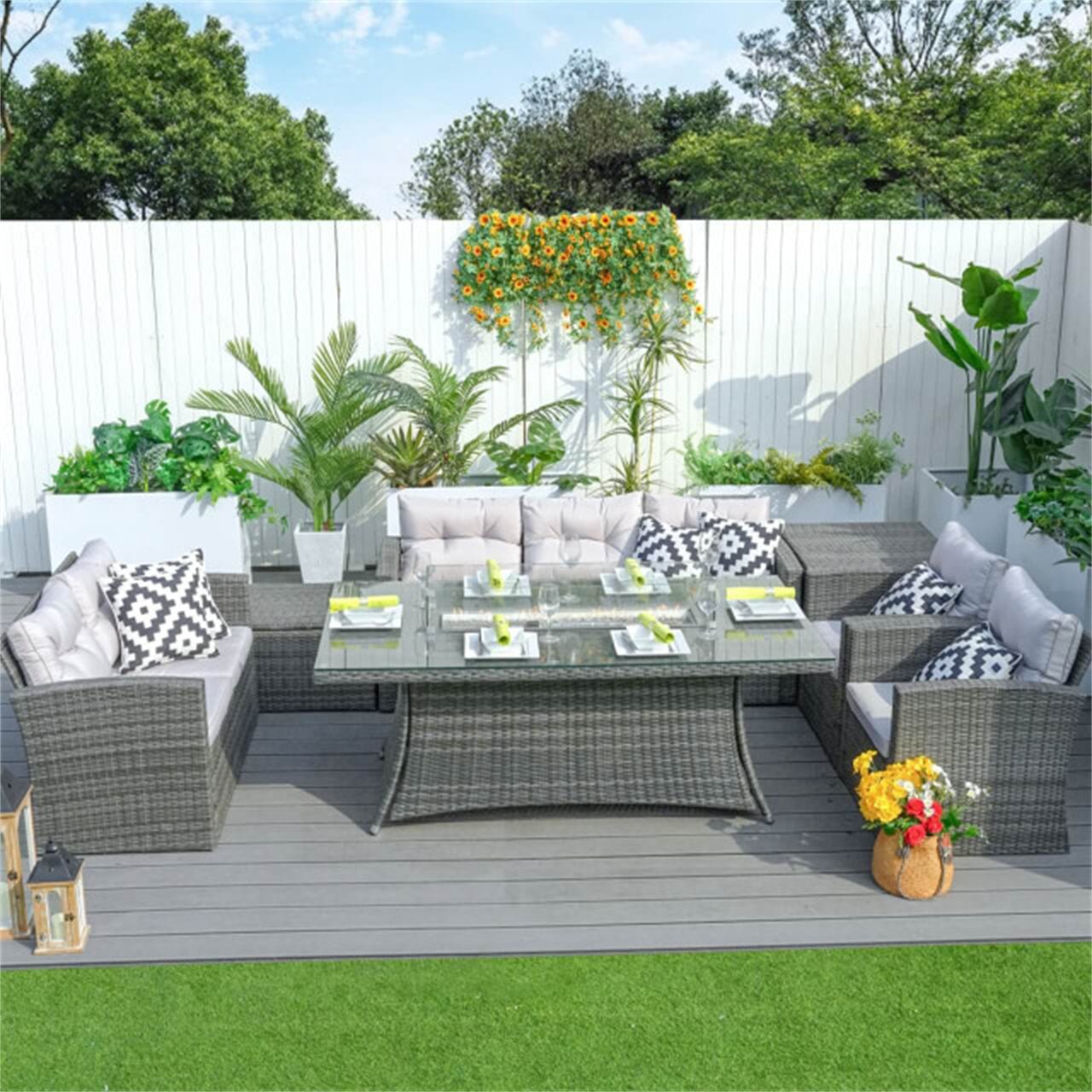 6-Piece Outdoor Fire Pit Sofa Set with Storage (PAS-1503+1106R) - Direct Wicker