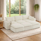 6 Pieces 3 - Seat Modular Sectional Sofa (PAS - 2637 - LS+MS+RS+FT3) - Direct Wicker