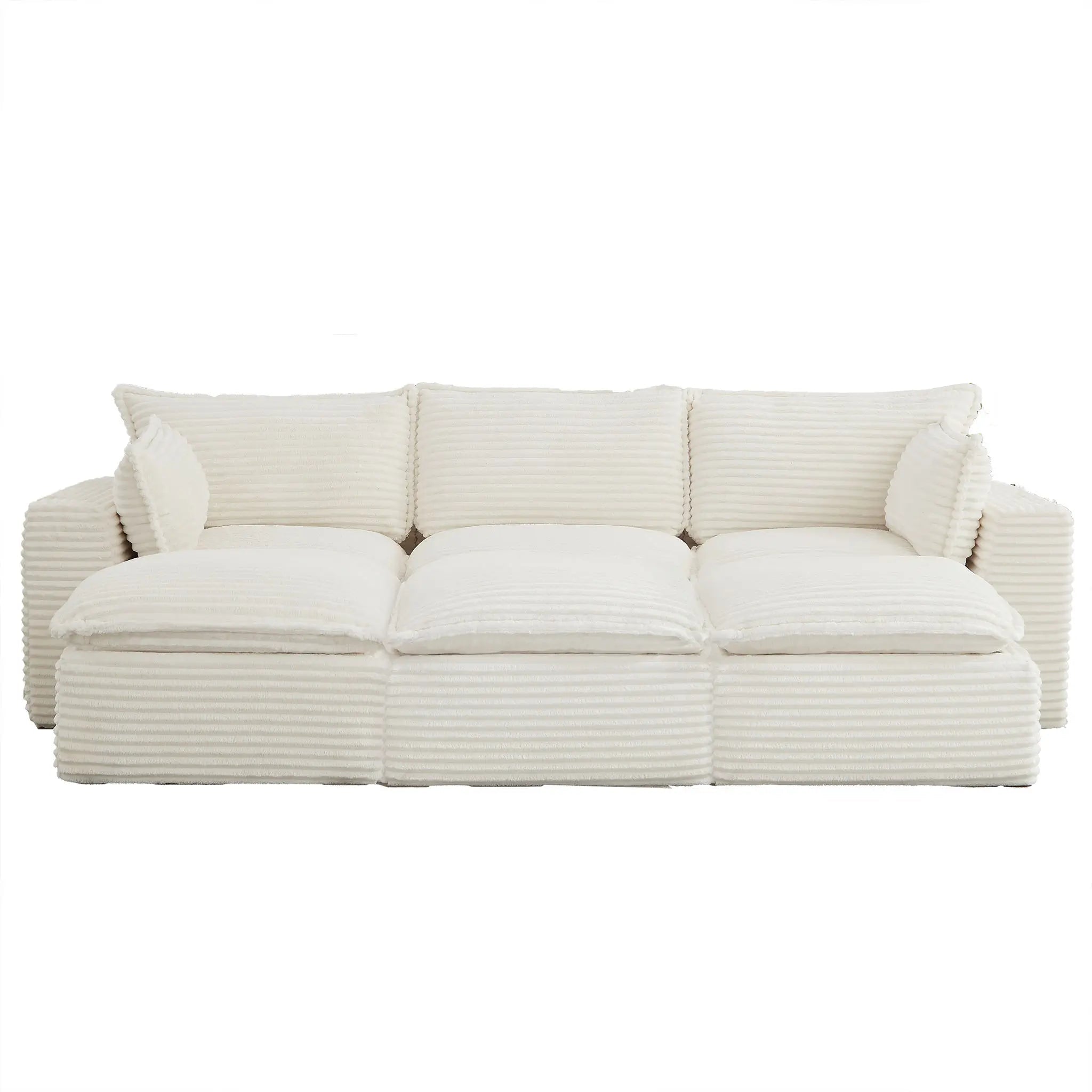 6 Pieces 3 - Seat Modular Sectional Sofa (PAS - 2637 - LS+MS+RS+FT3) - Direct Wicker