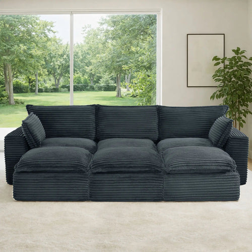 6 Pieces 3 - Seat Modular Sectional Sofa (PAS - 2637 - LS+MS+RS+FT3) - Direct Wicker