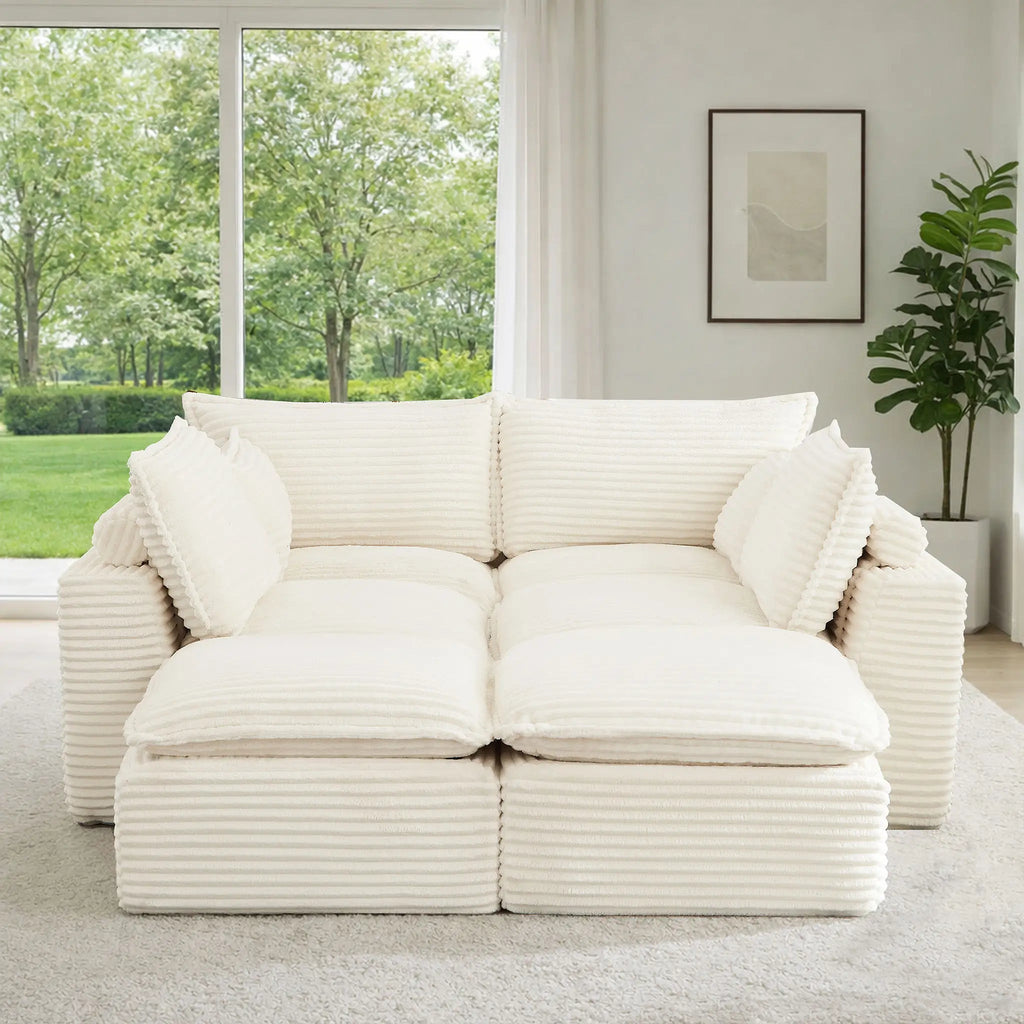 6 Pieces 4 - Seat Modular Sectional Sofa (PAS - 2637 - LS+MS2+RS+FT2) - Direct Wicker