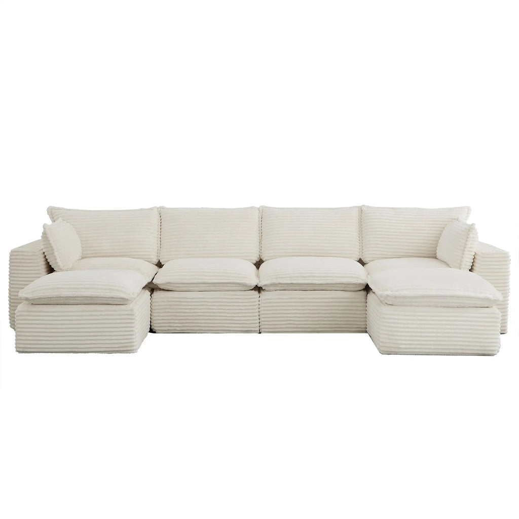 6 Pieces 4 - Seat Modular Sectional Sofa (PAS - 2637 - LS+MS2+RS+FT2) - Direct Wicker