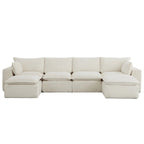6 Pieces 4 - Seat Modular Sectional Sofa (PAS - 2637 - LS+MS2+RS+FT2) - Direct Wicker