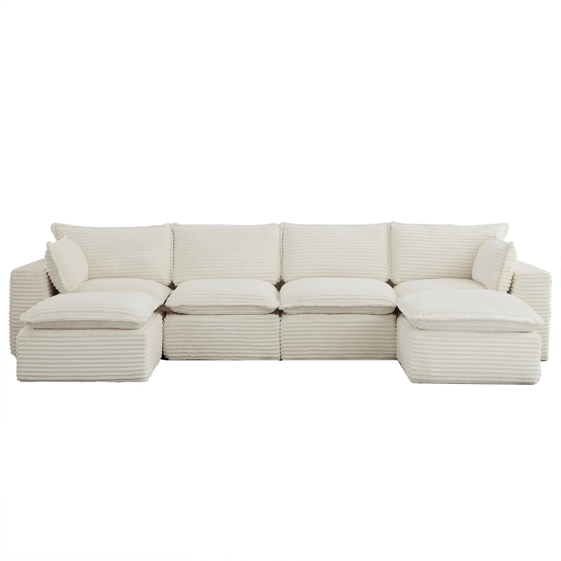6 Pieces 4 - Seat Modular Sectional Sofa (PAS - 2637 - LS+MS2+RS+FT2) - Direct Wicker