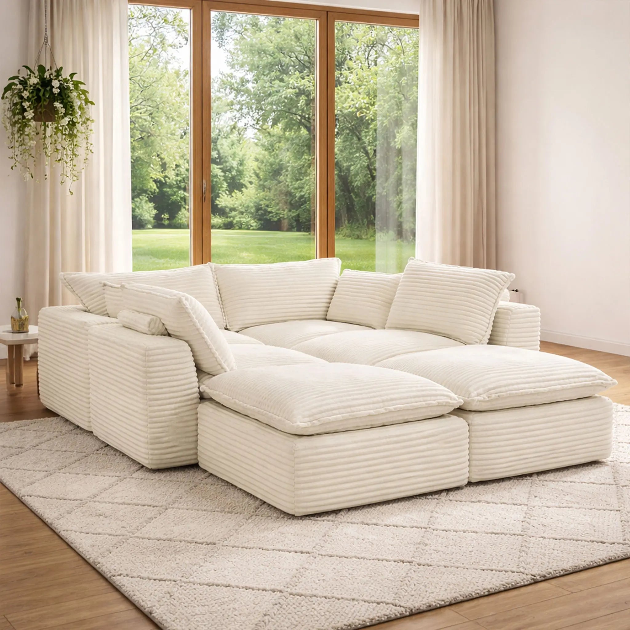 6 Pieces 4 - Seat Modular Sectional Sofa (PAS - 2637 - LS+MS2+RS+FT2) - Direct Wicker