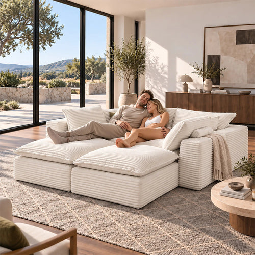 6 Pieces 4-Seat Modular Sectional Sofa (PAS-2637-LS+MS2+RS+FT2) - Direct Wicker