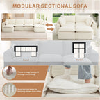 6 Pieces 4 - Seat Modular Sectional Sofa (PAS - 2637 - LS+MS2+RS+FT2) - Direct Wicker