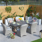6 - Seat Outdoor Dining Set - Rectangular Dining Table & Aluminum Tabletop (PAD - 2340TA+009HL) - Direct Wicker