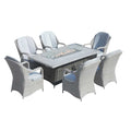 6-Seat Outdoor Fire Pit Dining Set-Rectangle Fire Pit Table (PAG-1106RA+009HL) - Direct Wicker