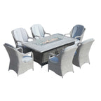 6-Seat Outdoor Fire Pit Dining Set-Rectangle Fire Pit Table (PAG-1106RA+009HL) - Direct Wicker