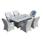 6-Seat Outdoor Fire Pit Dining Set-Rectangle Fire Pit Table (PAG-1106RA+009HL) - Direct Wicker