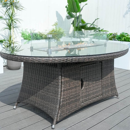 6 - Seat Oval Fire Pit Table (PAG - 1106O - T) - Direct Wicker