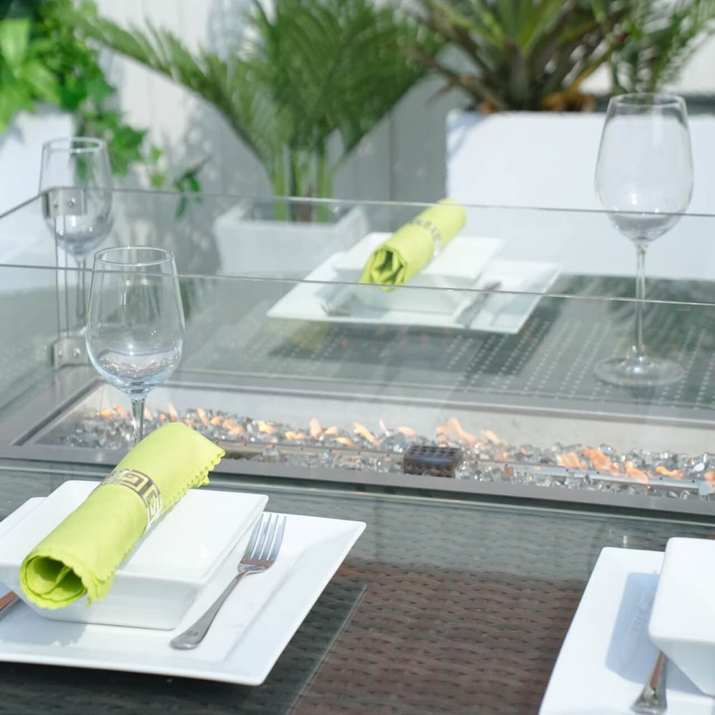 6 - Seat Oval Fire Pit Table (PAG - 1106O - T) - Direct Wicker