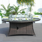 6 - Seat Oval Fire Pit Table (PAG - 1106O - T) - Direct Wicker
