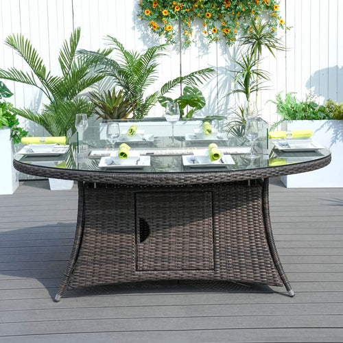6 - Seat Oval Fire Pit Table (PAG - 1106O - T) - Direct Wicker