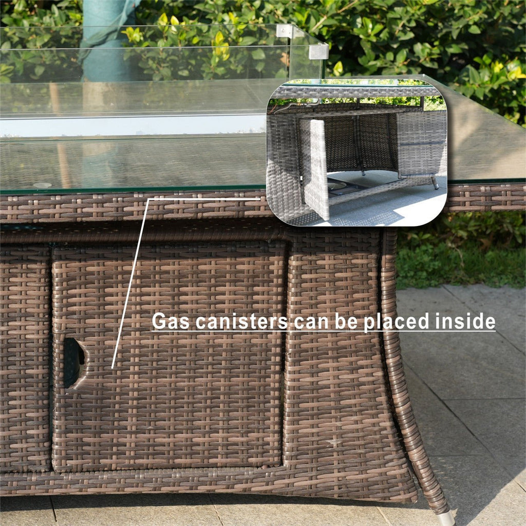 6 - Seat Oval Fire Pit Table (PAG - 1106O - T) - Direct Wicker