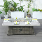 6 - Seat Rectangle Fire Pit Table with Aluminum Top (PAG - 1106RA - T) - Direct Wicker