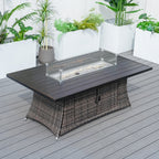 6 - Seat Rectangle Fire Pit Table with Aluminum Top (PAG - 1106RA - T) - Direct Wicker