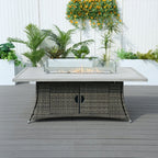 6 - Seat Rectangle Fire Pit Table with Aluminum Top (PAG - 1106RA - T) - Direct Wicker