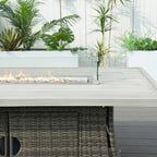 6 - Seat Rectangle Fire Pit Table with Aluminum Top (PAG - 1106RA - T) - Direct Wicker