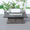 6 - Seat Rectangle Fire Pit Table with Aluminum Top (PAG - 1106RA - T) - Direct Wicker