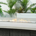 6 - Seat Rectangle Fire Pit Table with Aluminum Top (PAG - 1106RA - T) - Direct Wicker