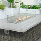 6 - Seat Rectangle Fire Pit Table with Aluminum Top (PAG - 1106RA - T) - Direct Wicker