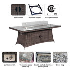 6 - Seat Rectangular Fire Pit Table (PAG - 1106R - T) - Direct Wicker