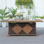 6 - Seat Rectangular Fire Pit Table with Ice Bucket (PAG - 1106FI - T) - Direct Wicker