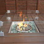 6 - Seat Rectangular Fire Pit Table with Ice Bucket (PAG - 1106FI - T) - Direct Wicker