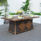 6 - Seat Rectangular Fire Pit Table with Ice Bucket (PAG - 1106FI - T) - Direct Wicker
