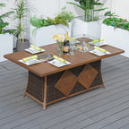 6 - Seat Rectangular Fire Pit Table with Ice Bucket (PAG - 1106FI - T) - Direct Wicker