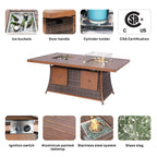 6 - Seat Rectangular Fire Pit Table with Ice Bucket (PAG - 1106FI - T) - Direct Wicker