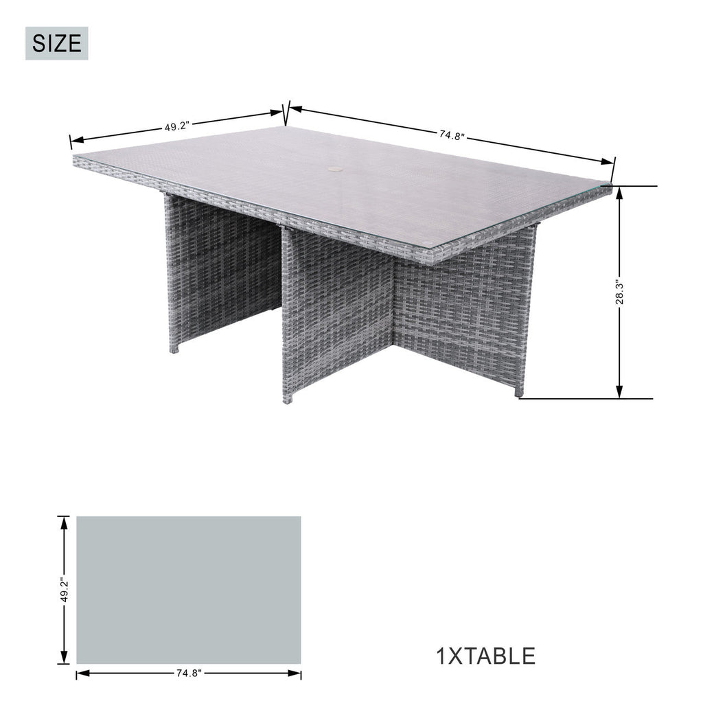 6 - Seat Rectangular OutdoorDining Table (PAD - 3234 - Table) - Direct Wicker