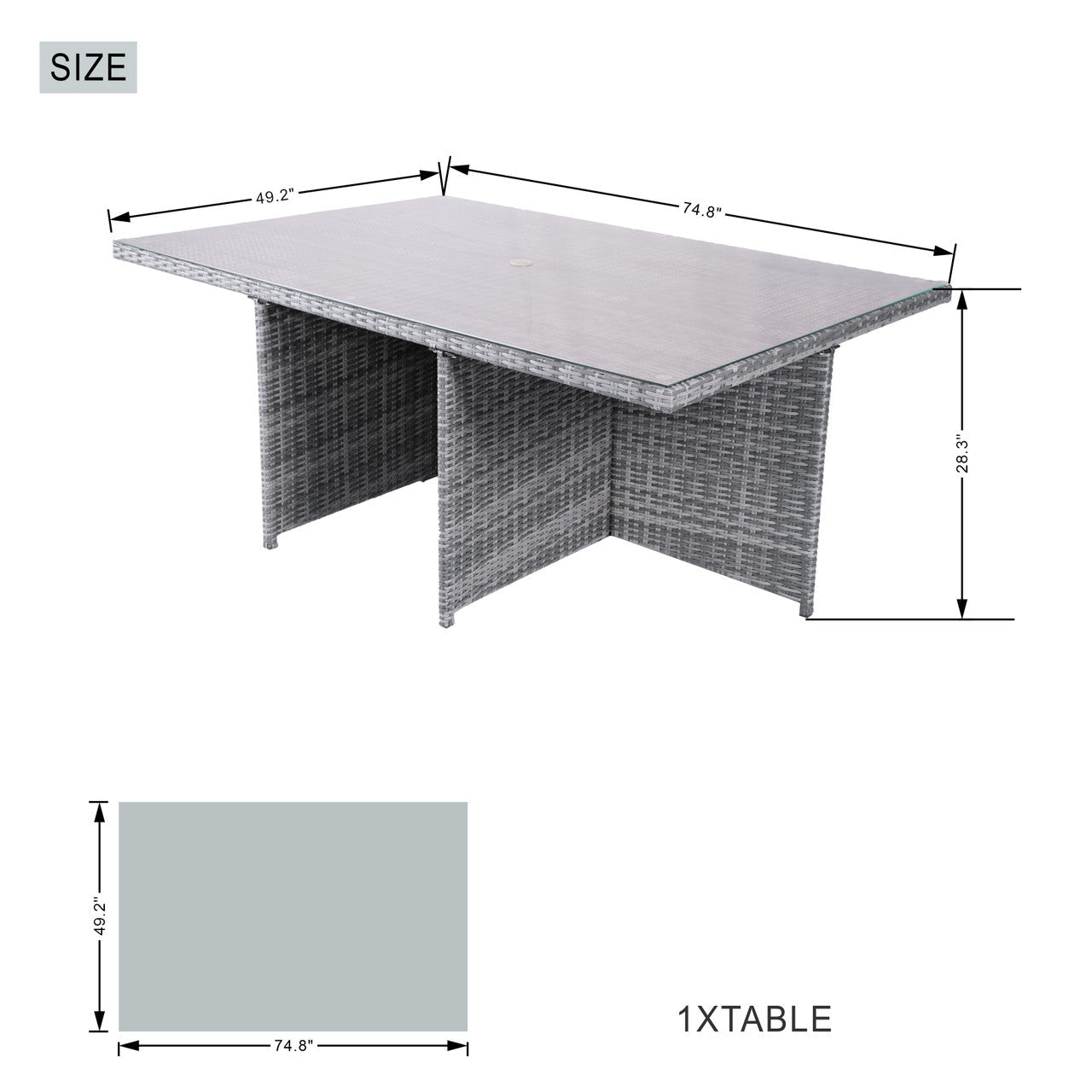 6 - Seat Rectangular OutdoorDining Table (PAD - 3234 - Table) - Direct Wicker