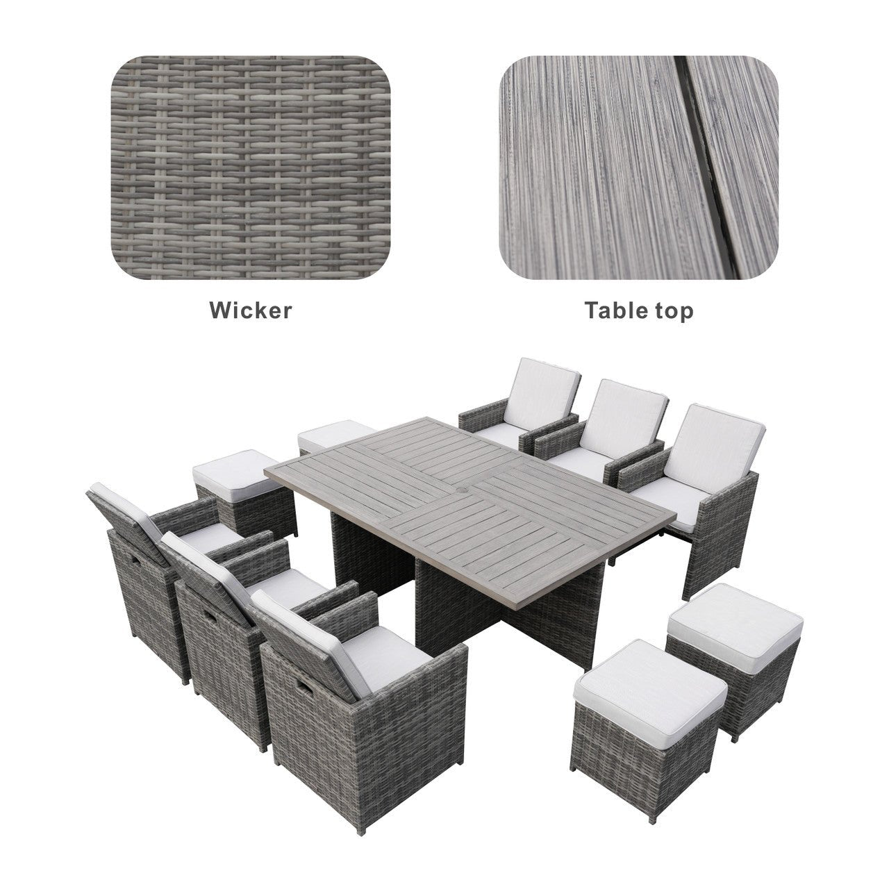 6 - Seat Rectangular OutdoorDining Table (PAD - 3234 - Table) - Direct Wicker