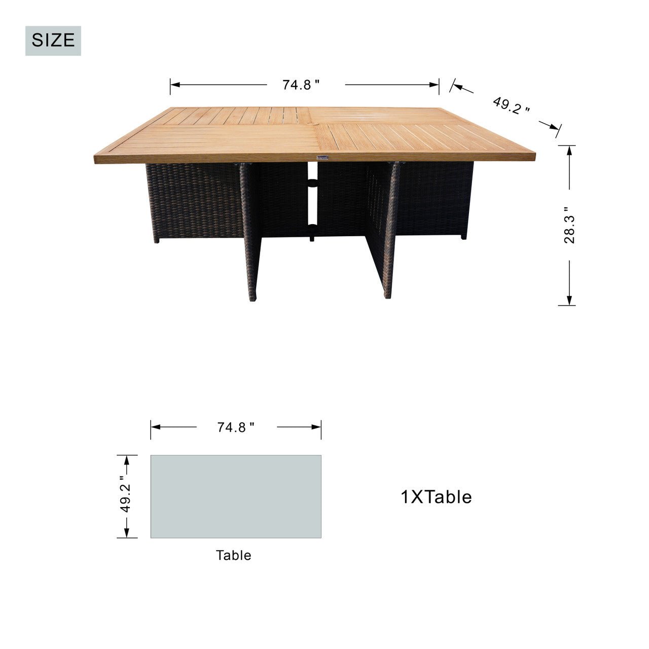 6 - Seat Rectangular OutdoorDining Table (PAD - 3234 - Table) - Direct Wicker