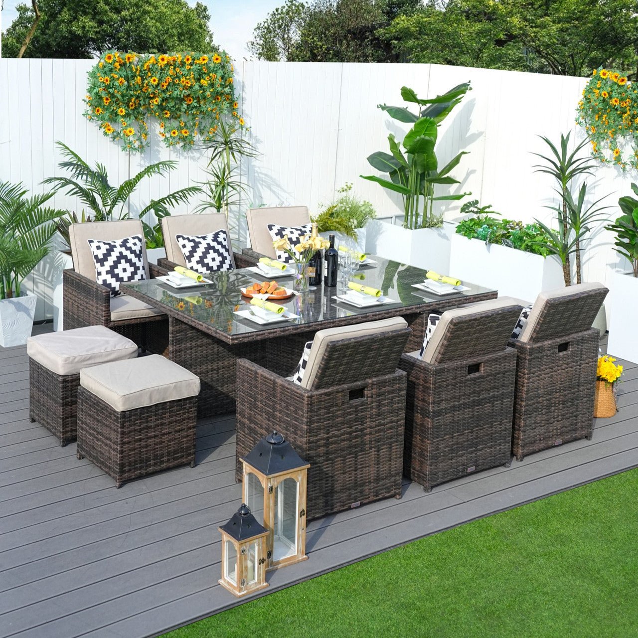 6 - Seat Rectangular OutdoorDining Table (PAD - 3234 - Table) - Direct Wicker