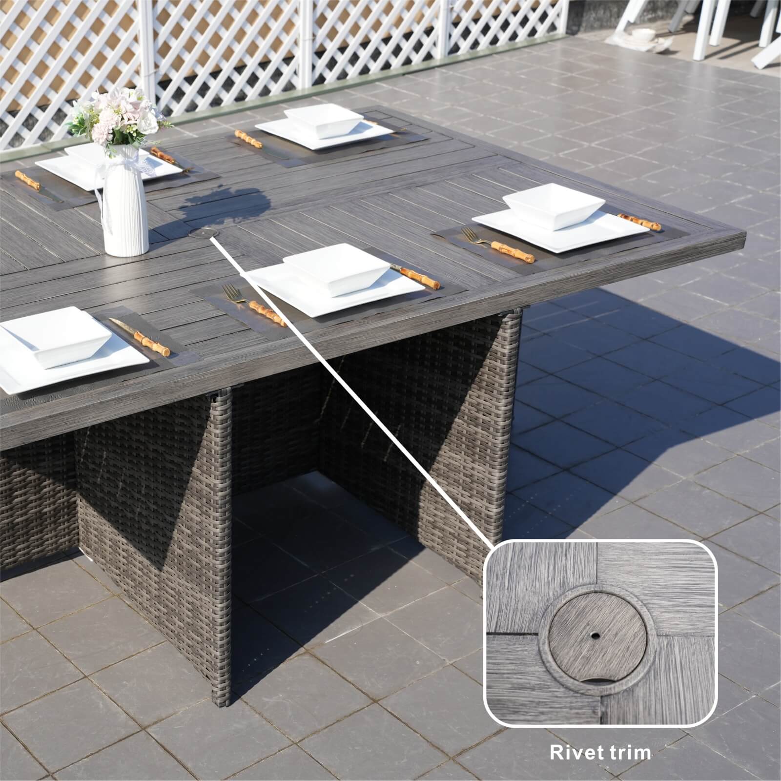 6 - Seat Rectangular OutdoorDining Table (PAD - 3234 - Table) - Direct Wicker
