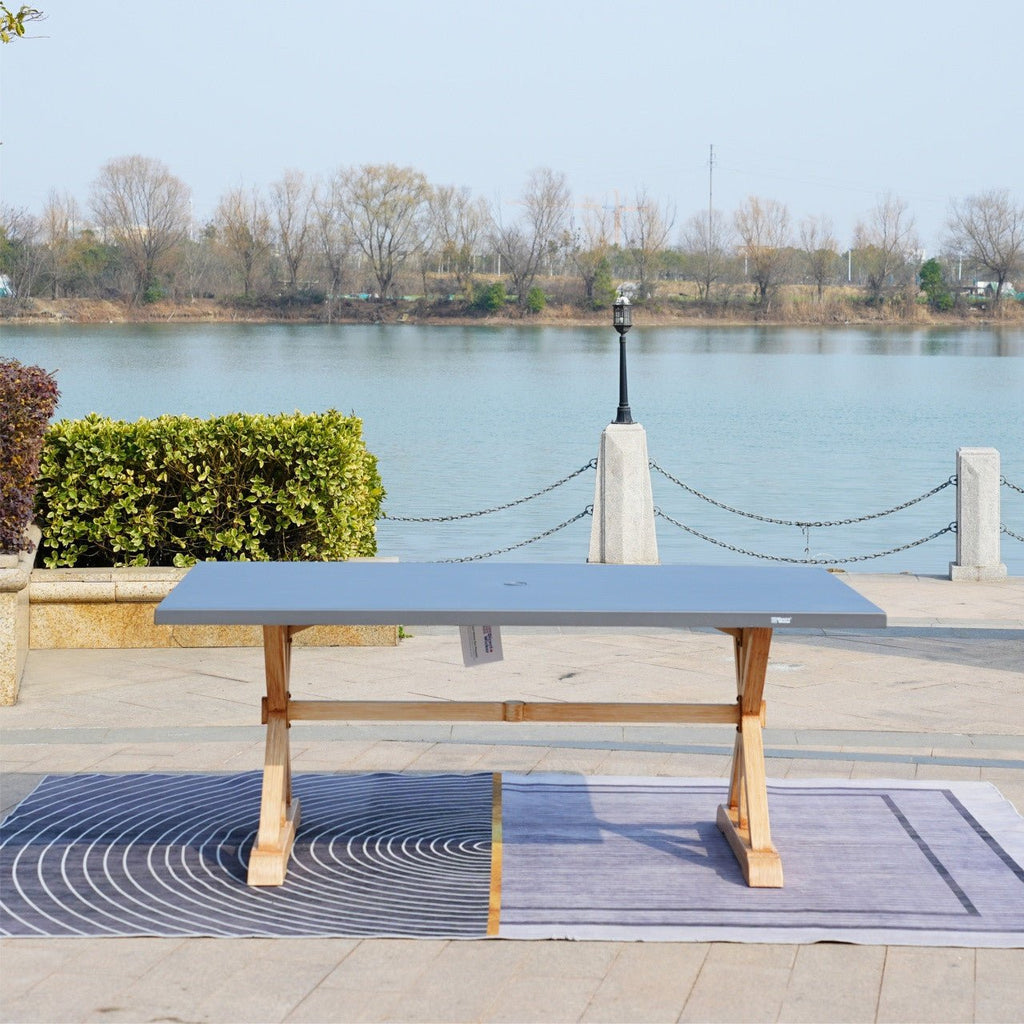 6 - Seat Rectangular OutdoorDining Table with Aluminum Tabletop (PAD - 2340TA - Table) - Direct Wicker