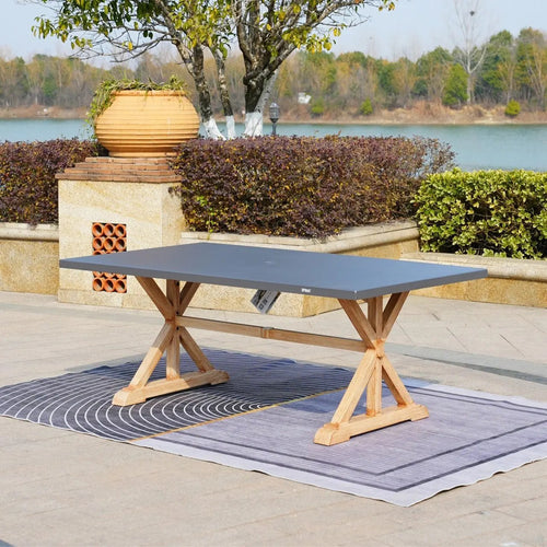 6 - Seat Rectangular OutdoorDining Table with Aluminum Tabletop (PAD - 2340TA - Table) - Direct Wicker