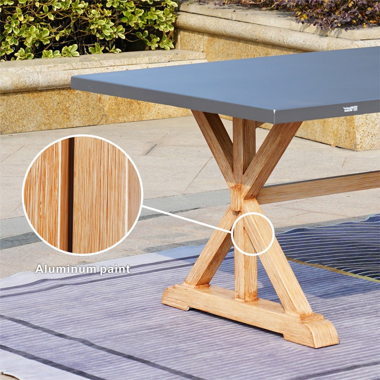 6 - Seat Rectangular OutdoorDining Table with Aluminum Tabletop (PAD - 2340TA - Table) - Direct Wicker