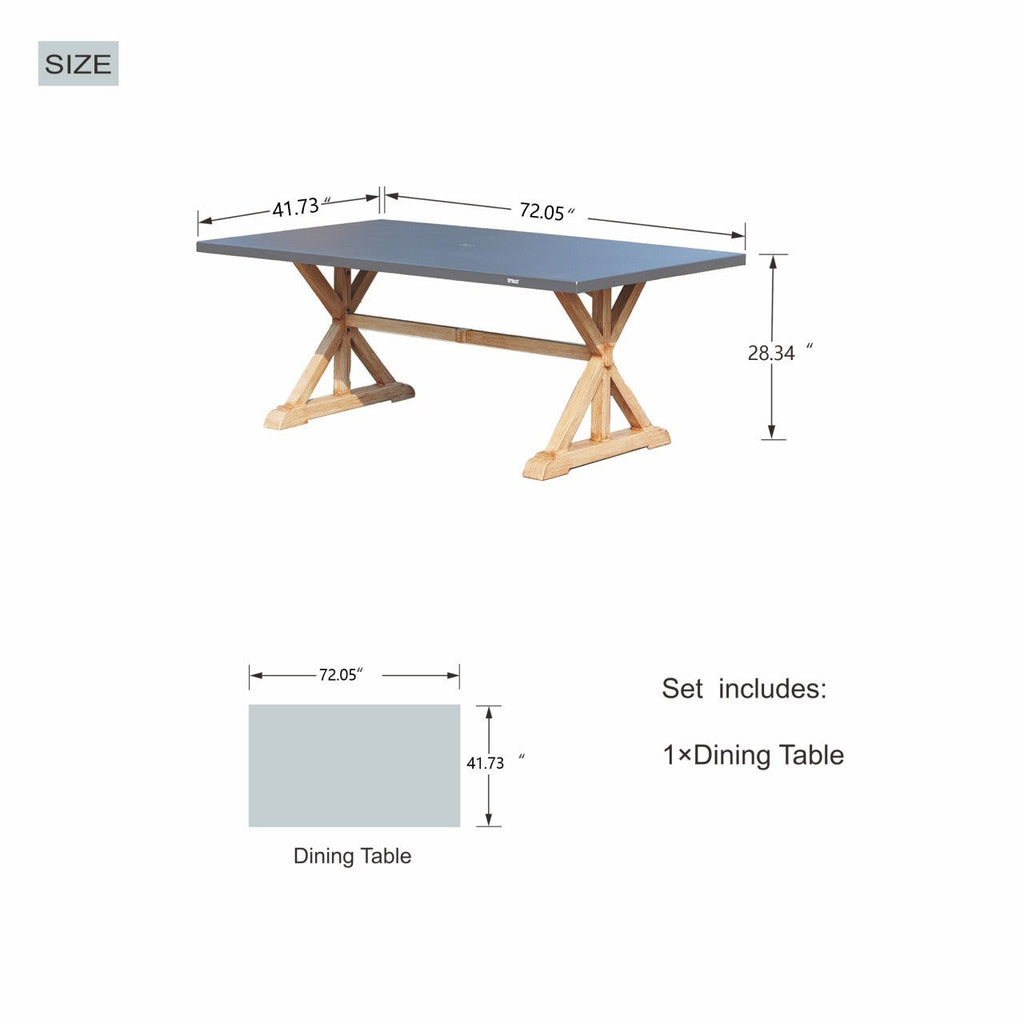 6 - Seat Rectangular OutdoorDining Table with Aluminum Tabletop (PAD - 2340TA - Table) - Direct Wicker
