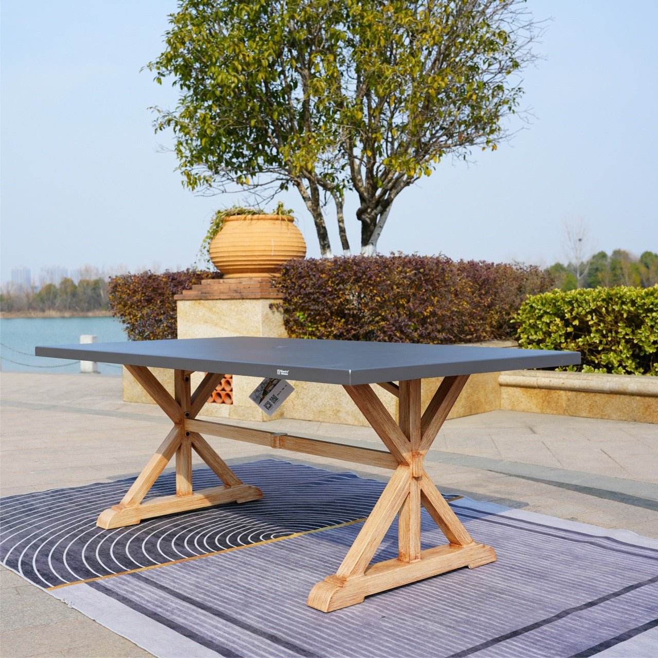 6 - Seat Rectangular OutdoorDining Table with Aluminum Tabletop (PAD - 2340TA - Table) - Direct Wicker