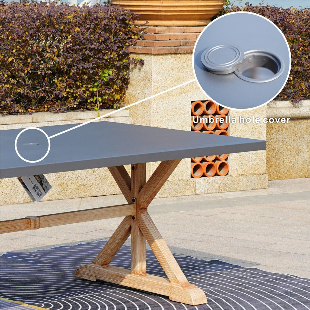 6 - Seat Rectangular OutdoorDining Table with Aluminum Tabletop (PAD - 2340TA - Table) - Direct Wicker