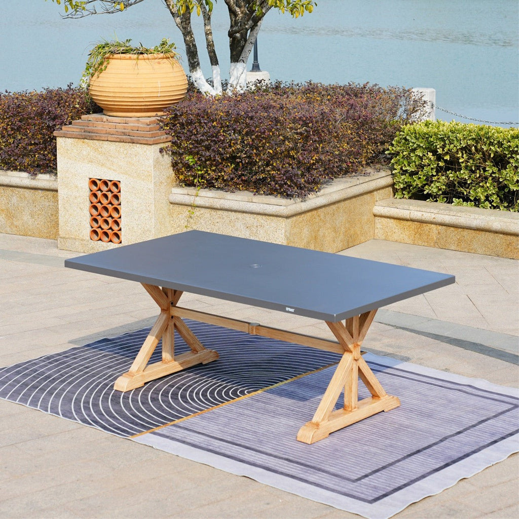 6 - Seat Rectangular OutdoorDining Table with Aluminum Tabletop (PAD - 2340TA - Table) - Direct Wicker