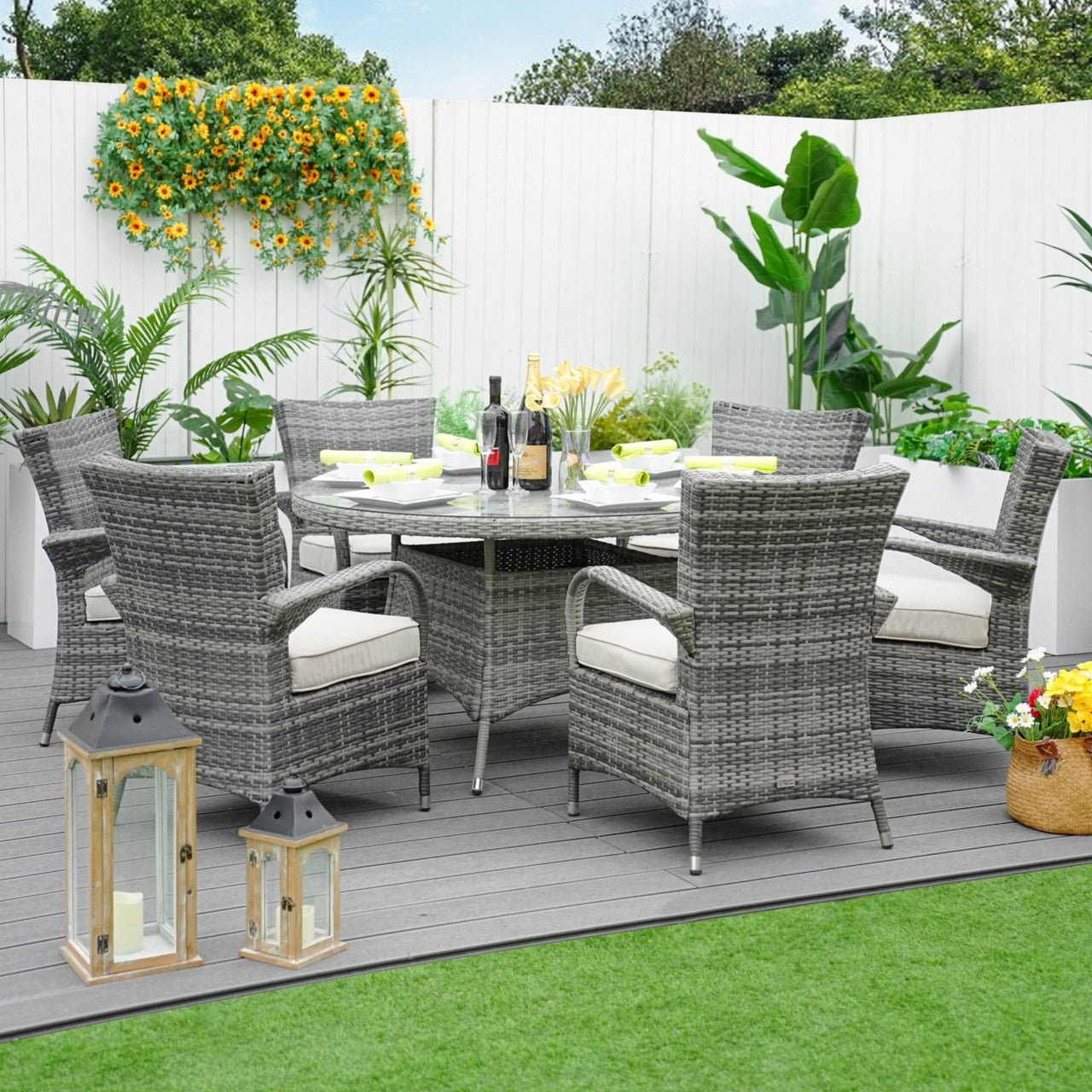 6-Seat Round Outdoor Dining Table (PAD-1122-Table) - Direct Wicker